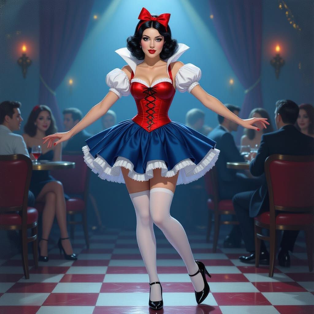 Snow White Dancing in Club Oil Painting