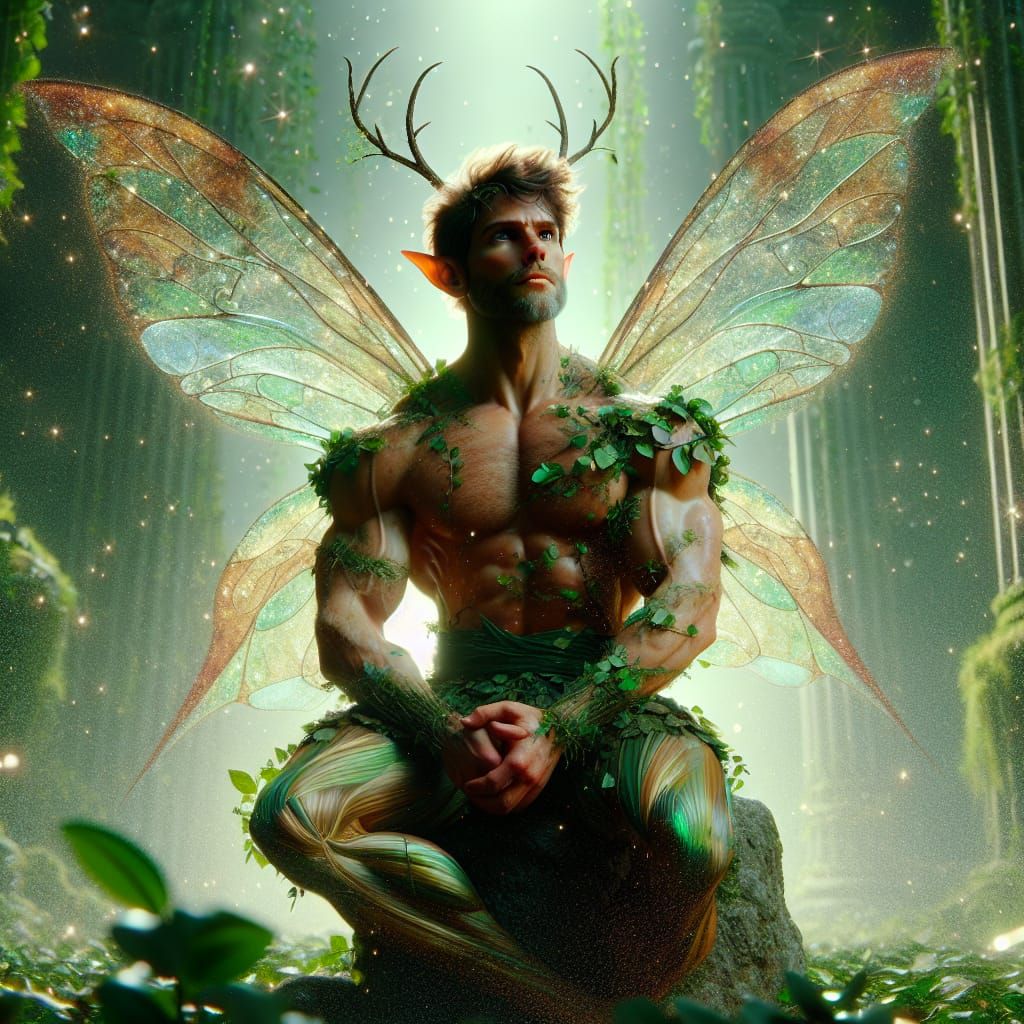 Magical Realism: Muscular Fairy in Mystic Forest