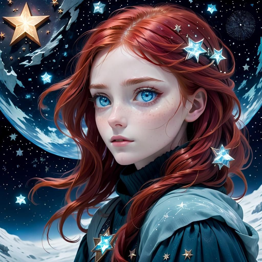 Girl Fades Into Stars: Dreamy Digital Art
