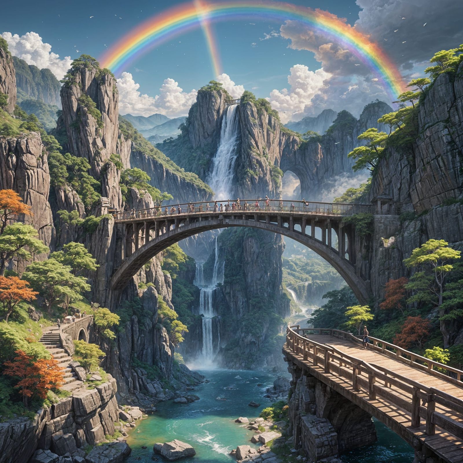 Anime-Inspired Rainbow Bridge in 3D
