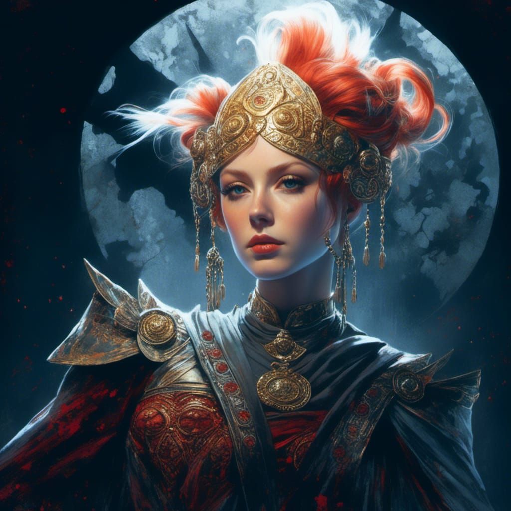 Hyperrealistic Portrait of a Jedi Lady with Red Hair