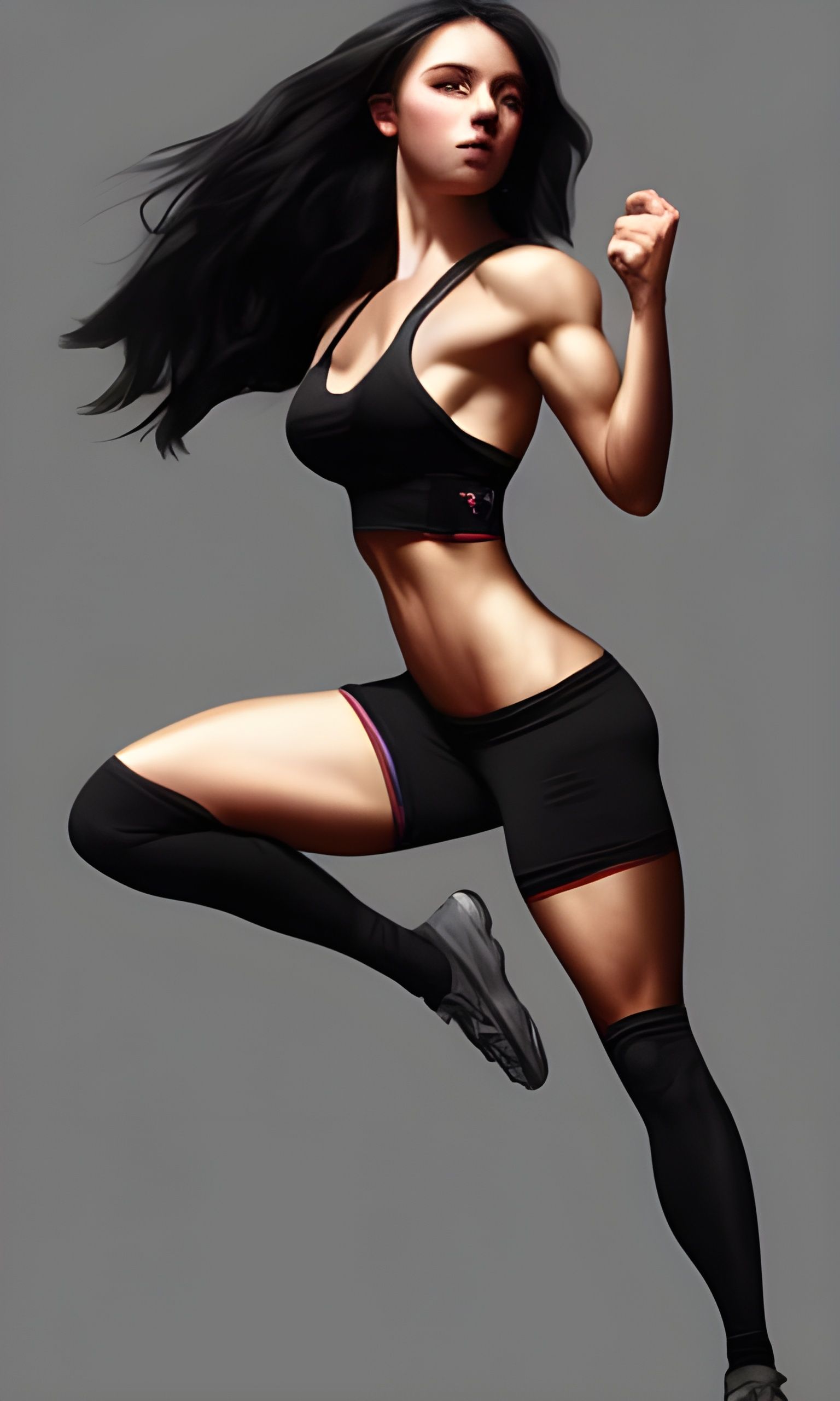 Muscular Woman Flexing: Detailed Concept Art