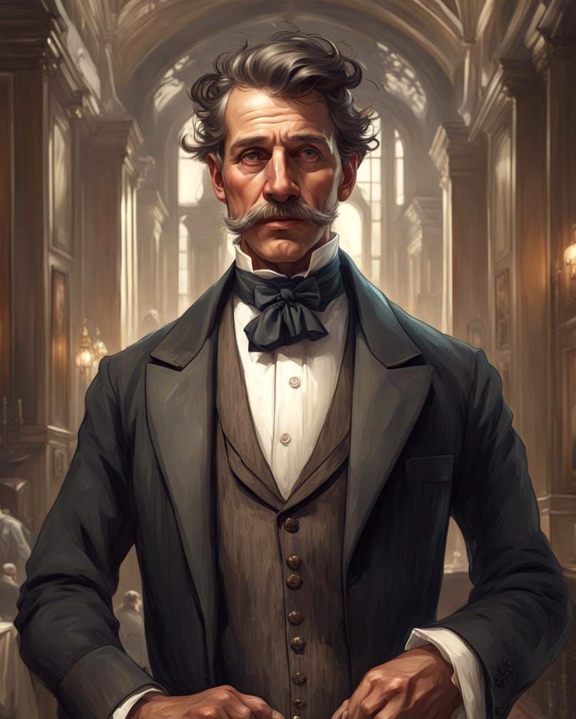 Victorian Butler Portrait with Dynamic Lighting