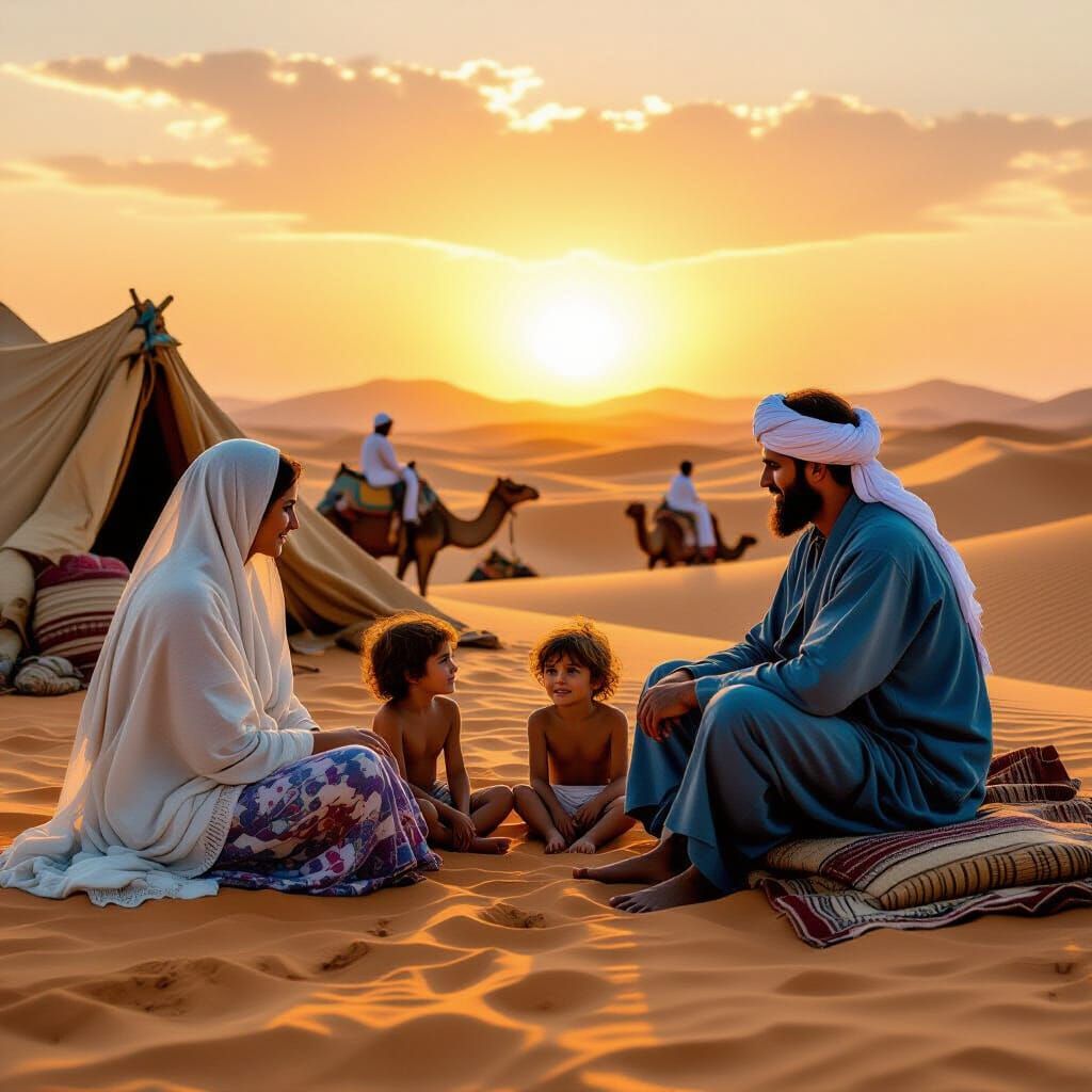 Sahara Desert Sunrise: Bedouin Life in Golden Light