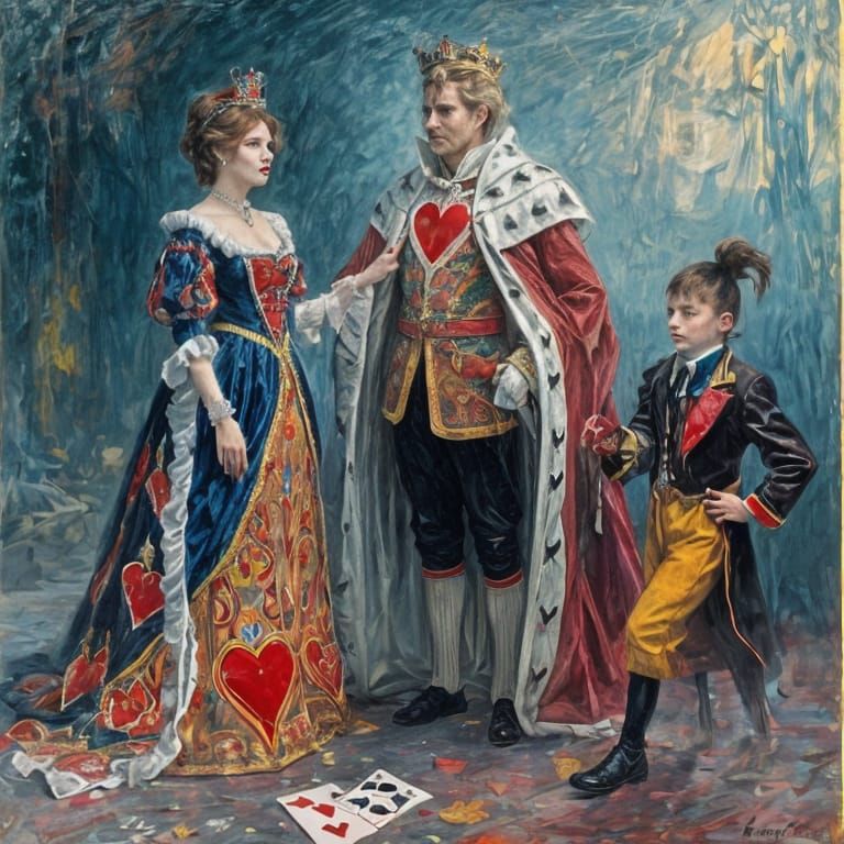 Impressionist King and Queen of Hearts Playing Cards