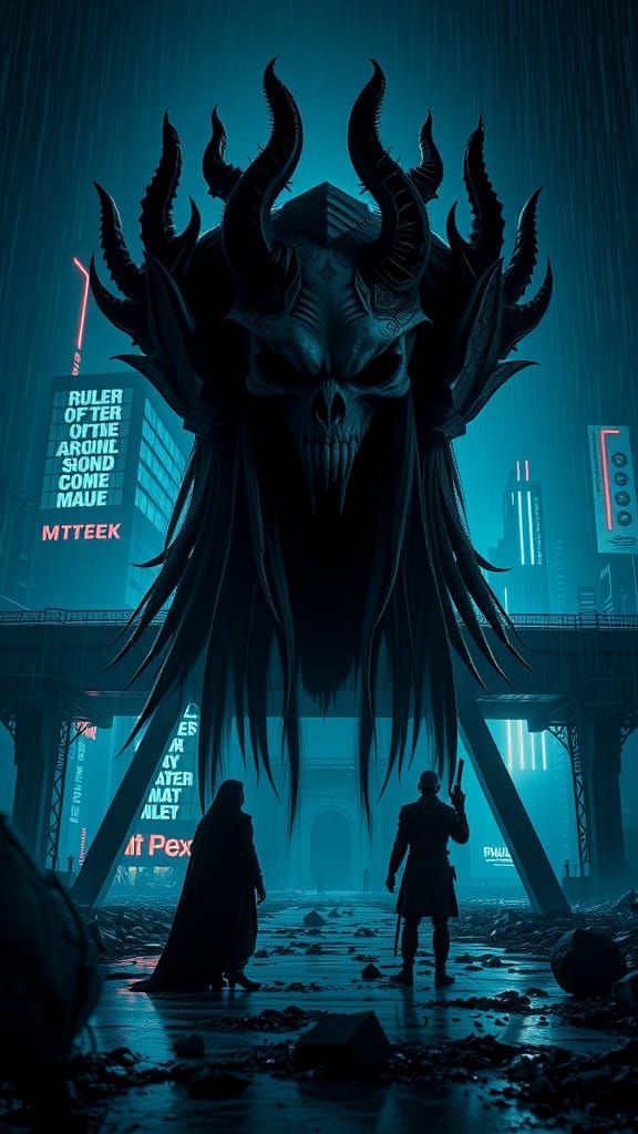 Ruler of the Damned Cyberpunk Diptych in Laser Engraved Styl...