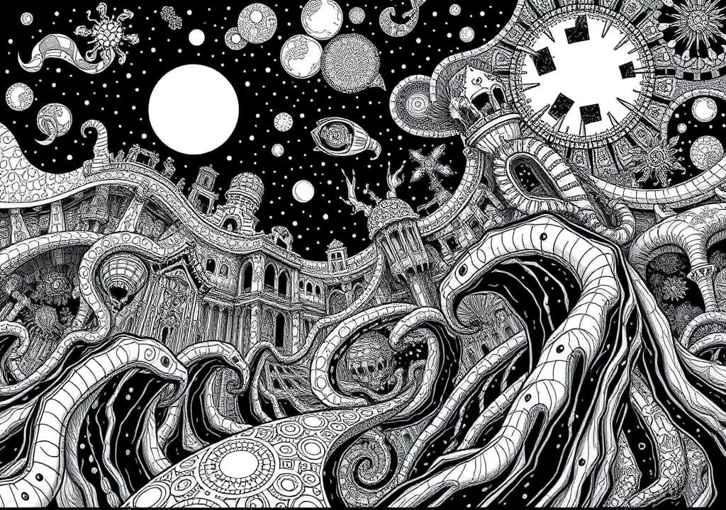 Grimdark Psychedelic Zentangle Art