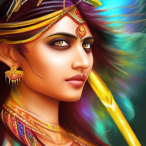 South Asian Warrior Princess in Hyperrealistic Style