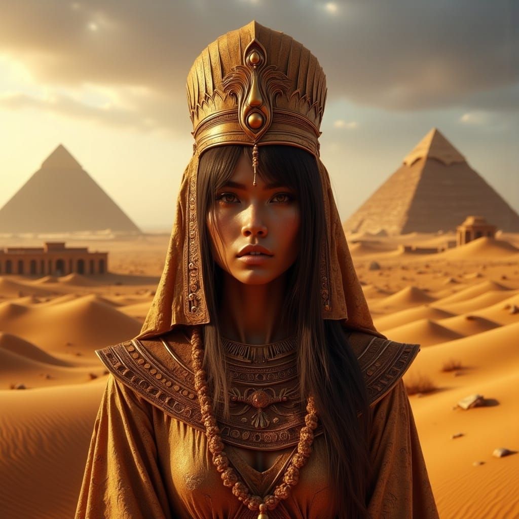 Egyptian High Priestess in a Haunting Underworld Scene