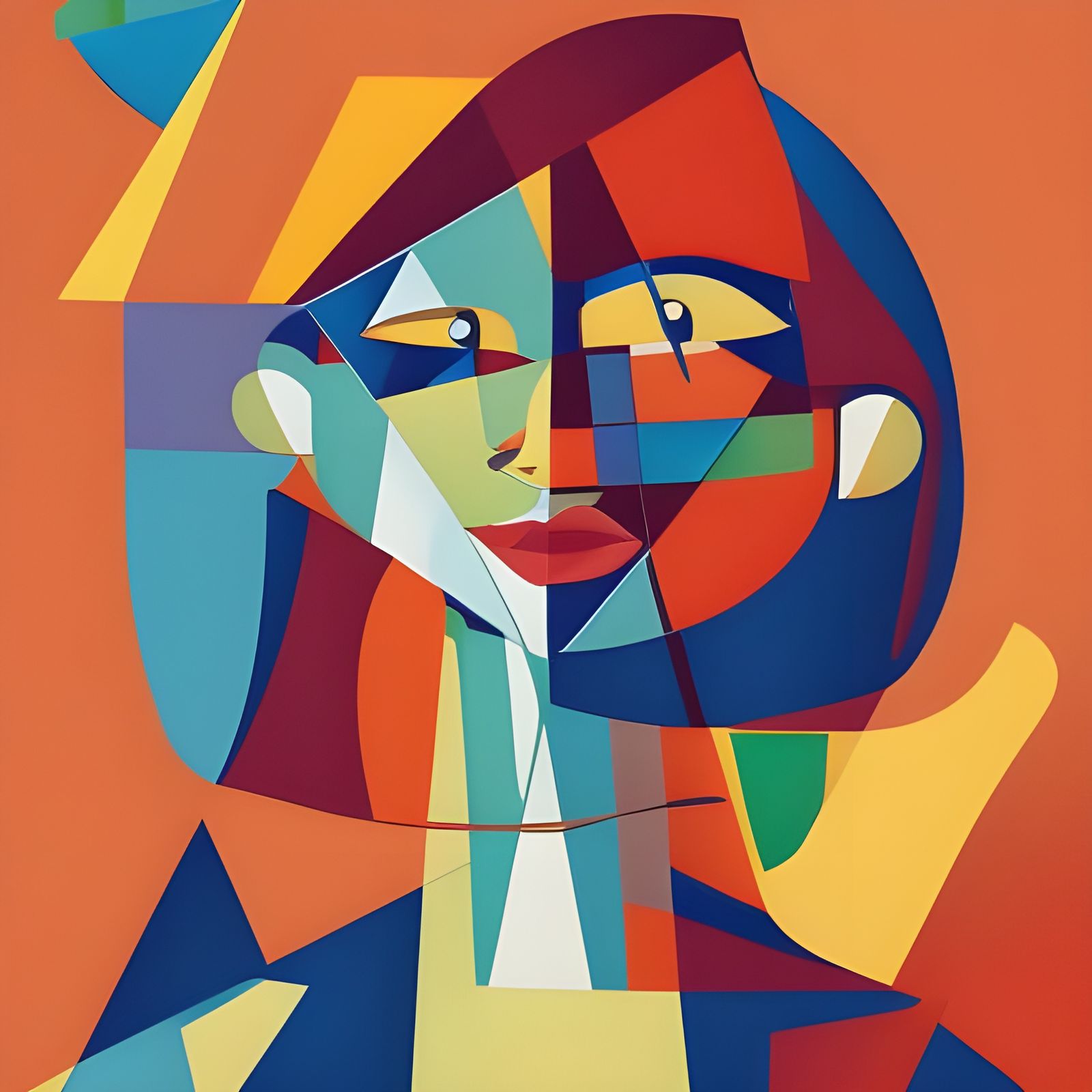 Vibrant Futuristic Cubist Portrait