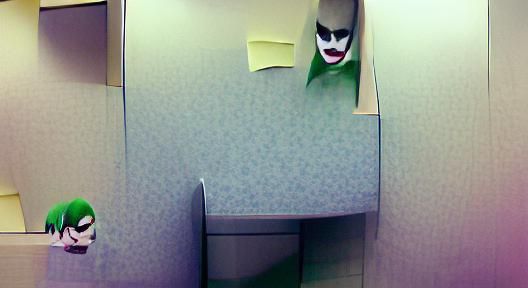 Depressed Clown in Office Cubicle