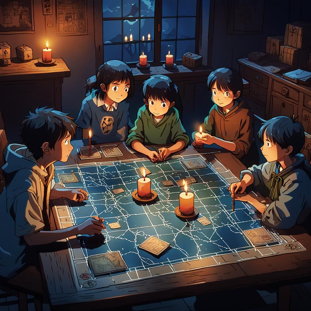 Sinister D&D Game in Studio Ghibli Style