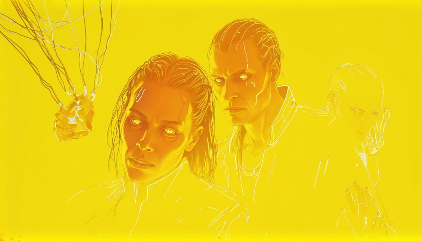 Cyberpunk Death Metal Band Portrait in Neon Lights