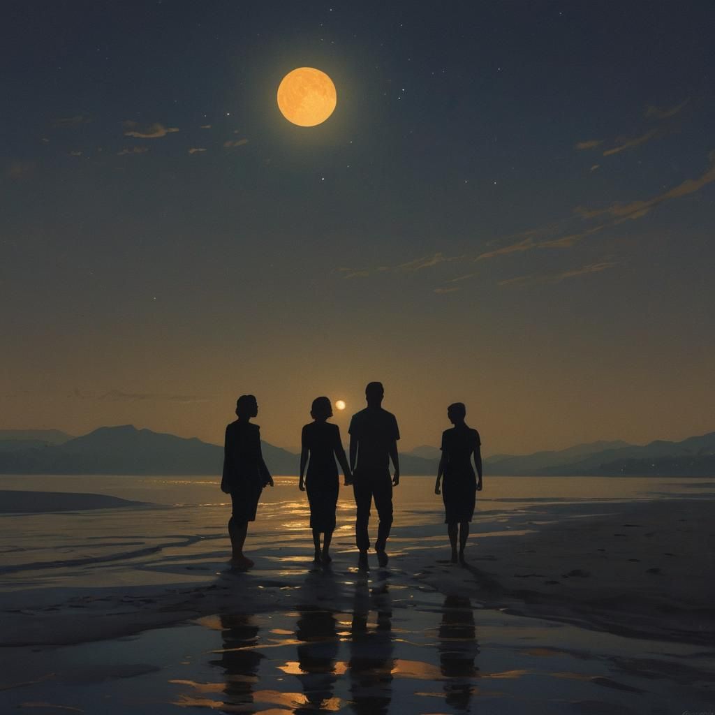 Night Glow: Silhouettes Under a Vibrant Sky