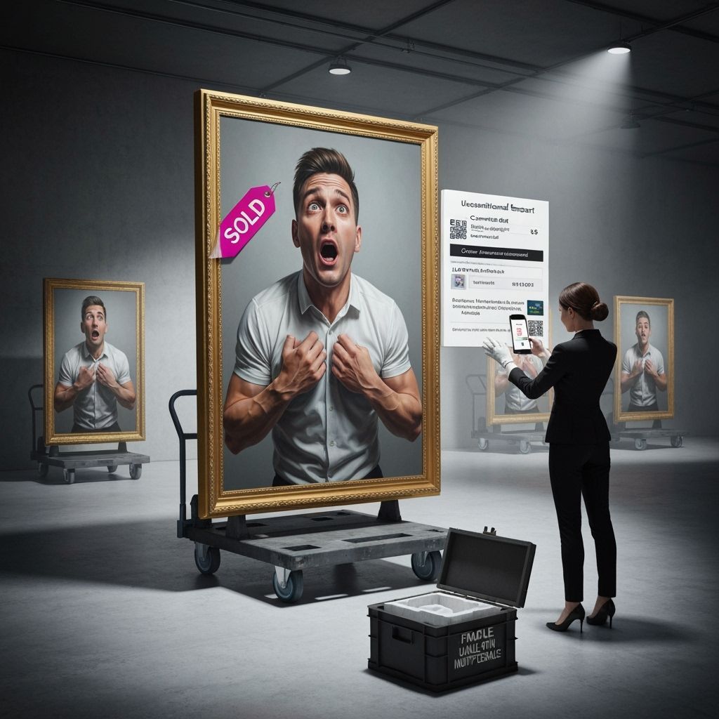 Man as Living Masterpiece in Surreal Gallery