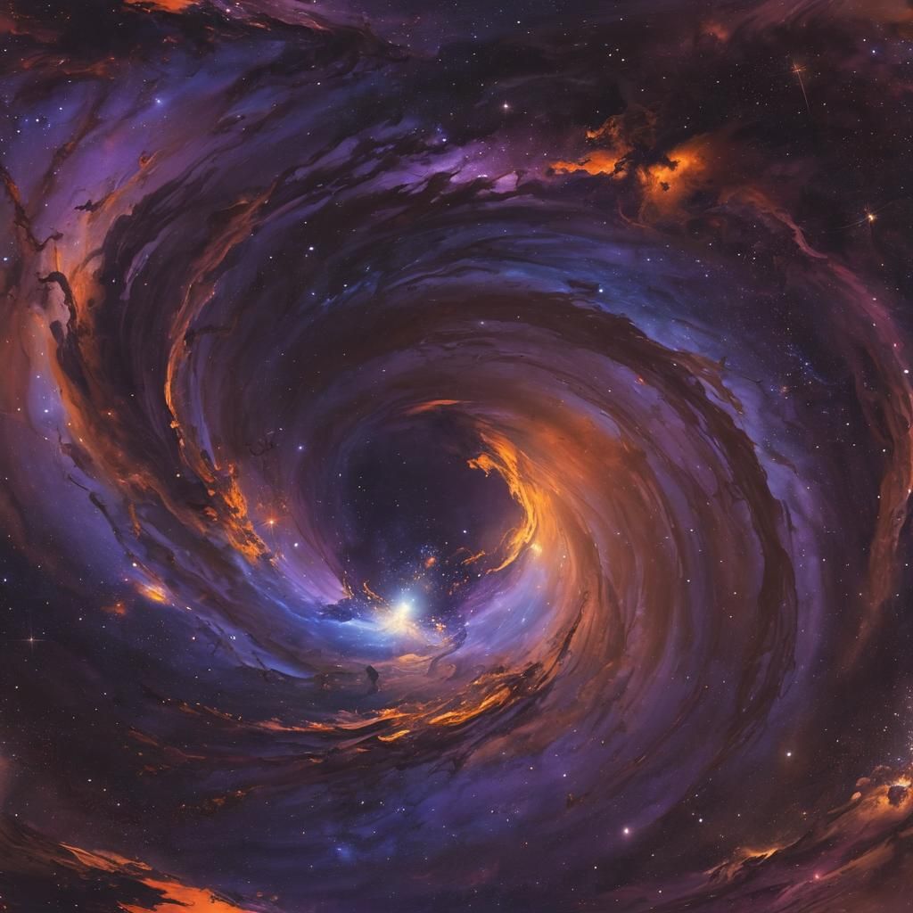 Swirling Gas and Dust Forming Galaxies, Dreamlike Art