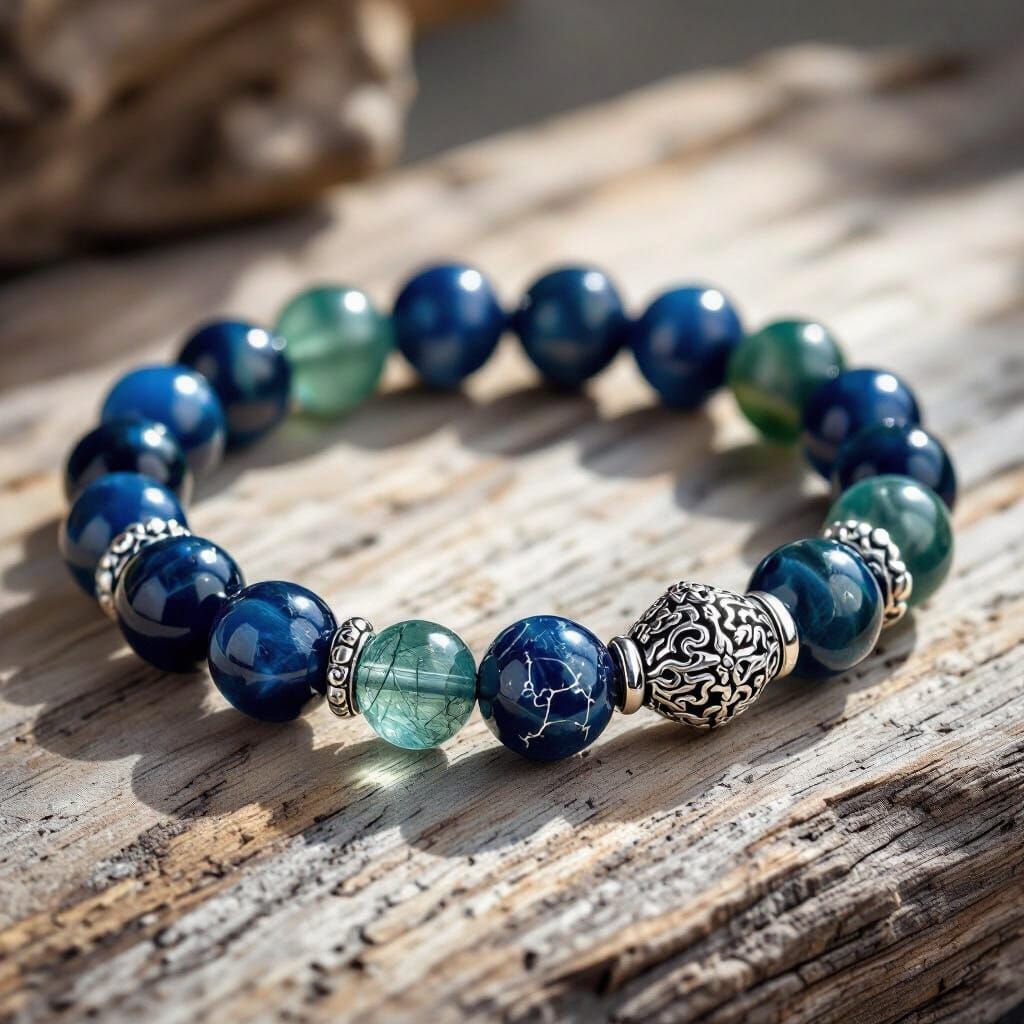 Men's Aries Bracelet with Healing Crystals & Silver