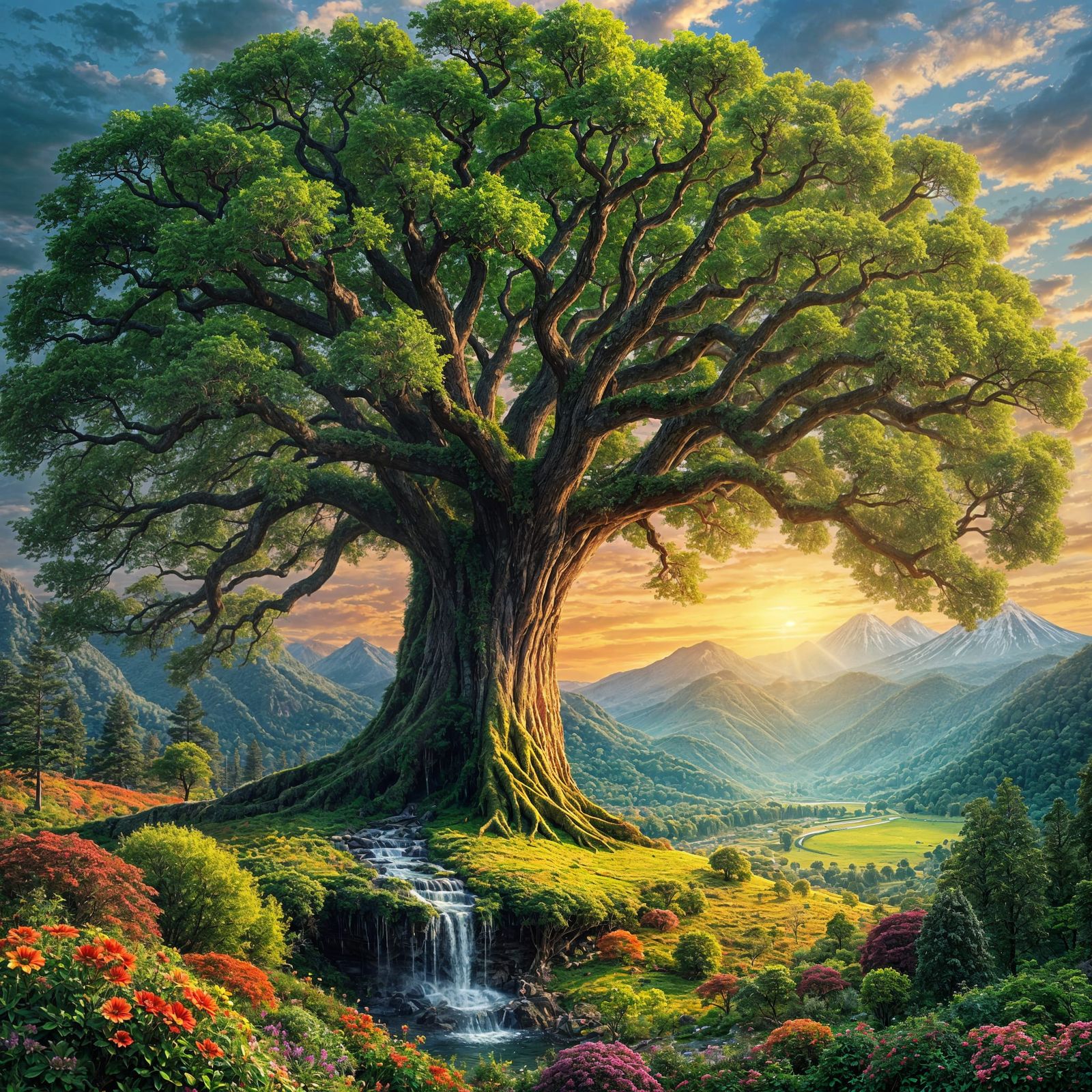 Grandiose Tree of Life in Vivid Landscape