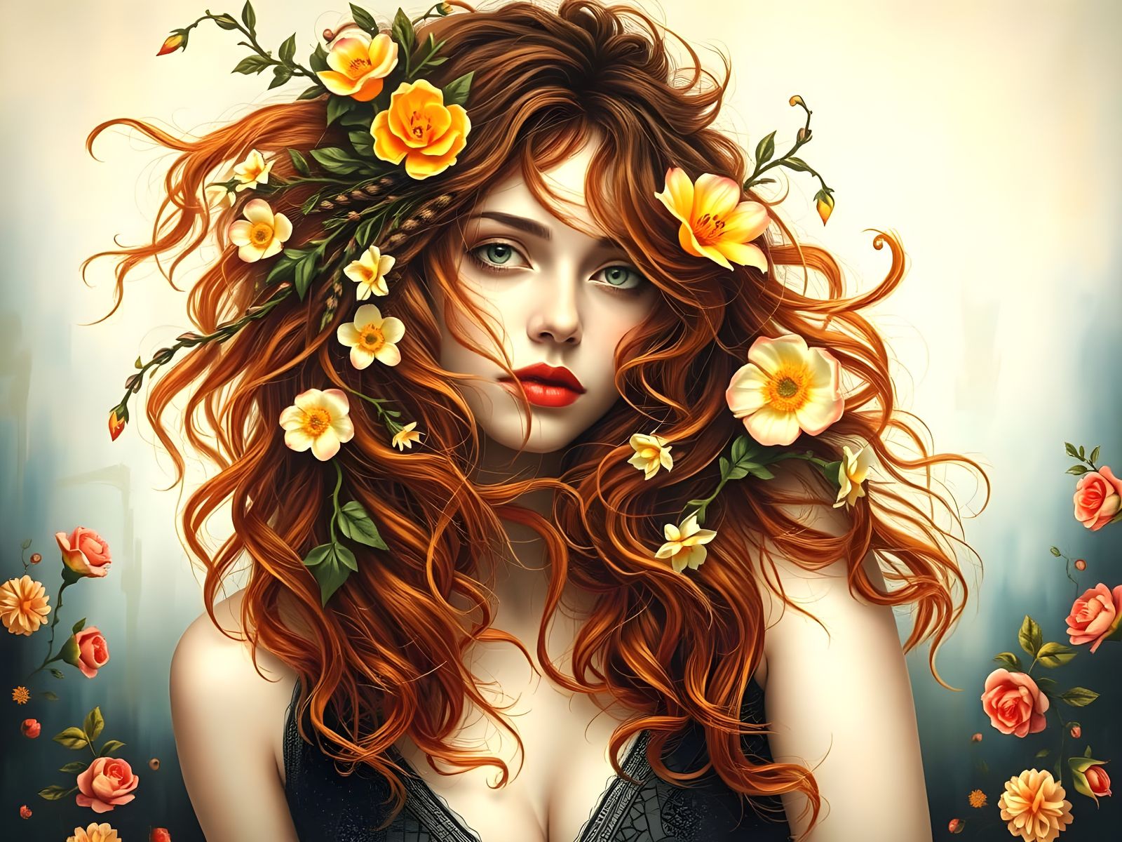 Surrealist Portrait in the Style of Klimt and Dali