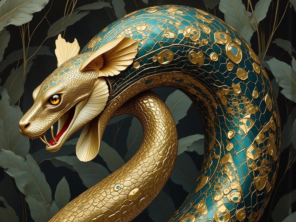 Snake Helix in Art Nouveau and Deco Styles