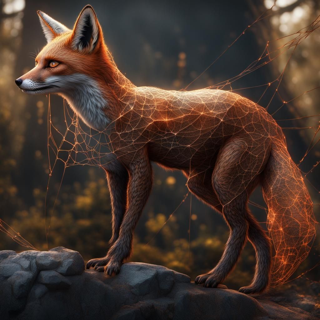 Delicate Spiderweb Fox: Detailed Matte Painting