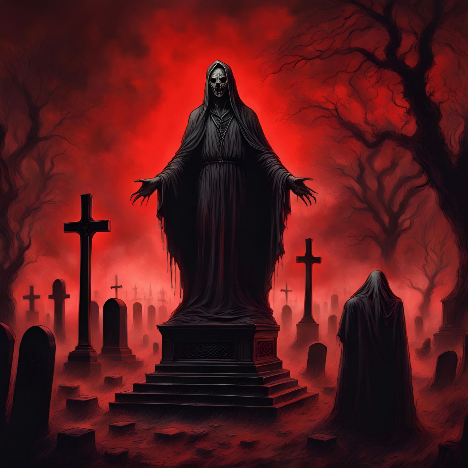 Evil Satanic Ritual in Red Mist Cemetery