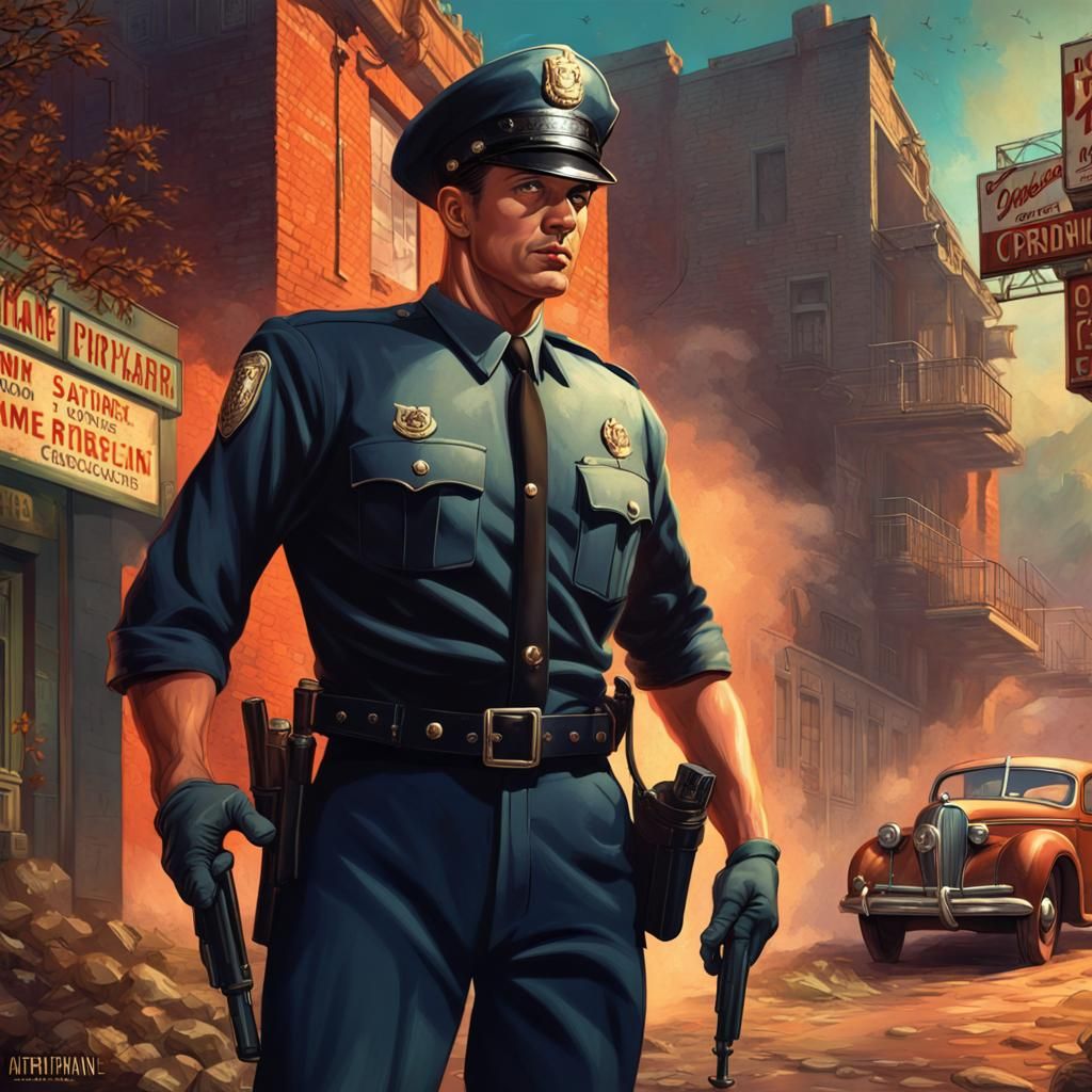 Vintage Pulp Crime Novel Cover: Shirtless Policeman