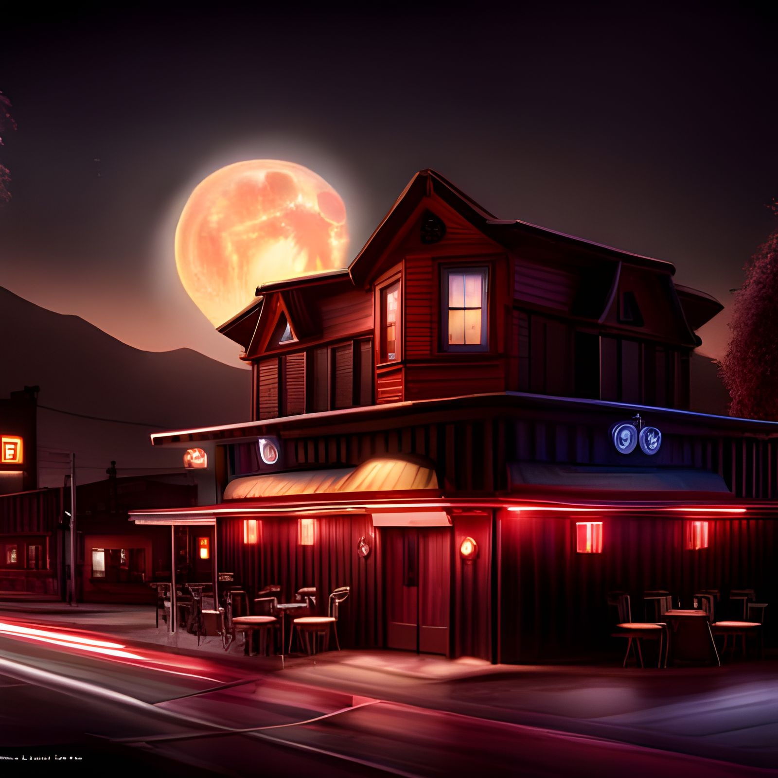 Atmospheric Cafe Scene in Lynchean Style