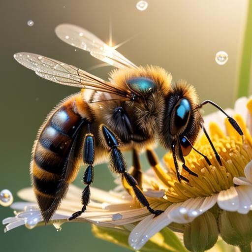 Bee Drinking Honey Macro Photography
