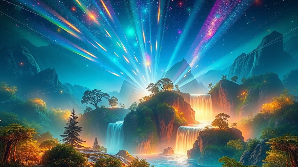 Ethereal Dreamscape with Luminous Sequoia Trees