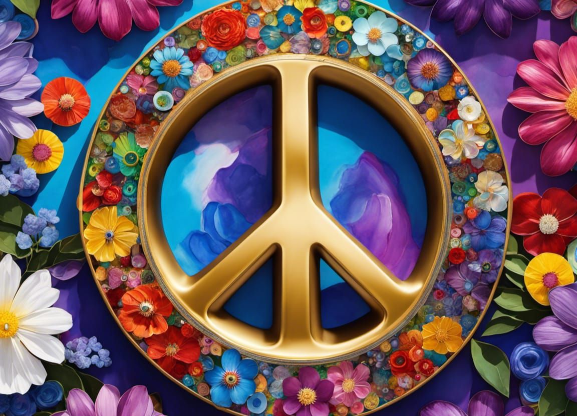 Kaleidoscopic Peace Sign in Alcohol Ink Style