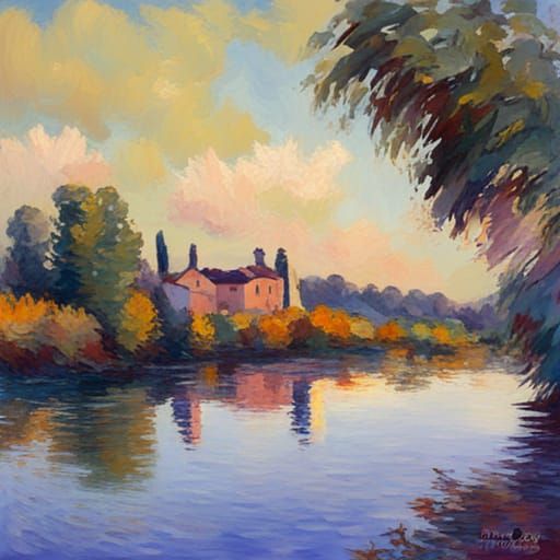 Impressionist Landscape Painting in Sisley Style