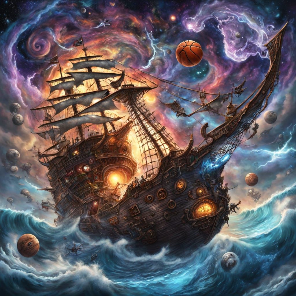 Ghostly Pirate Ship Transforms into Basketball