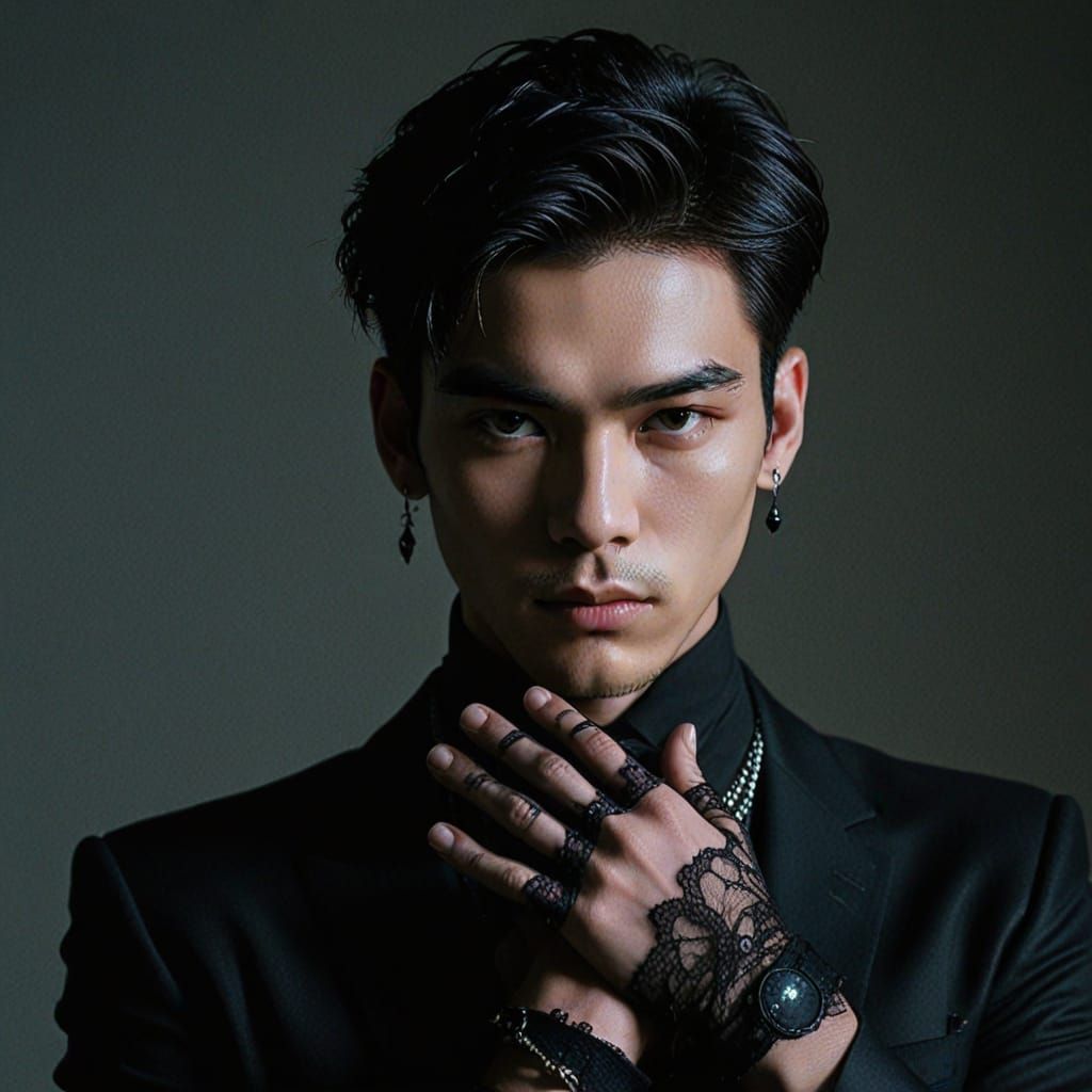 Dramatic K-Pop Idol Portrait in Velvet Noir Style