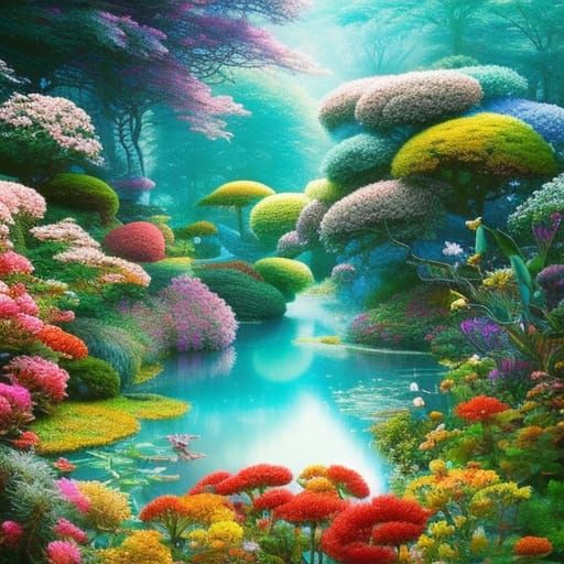 Fantastical Garden in Anime Style