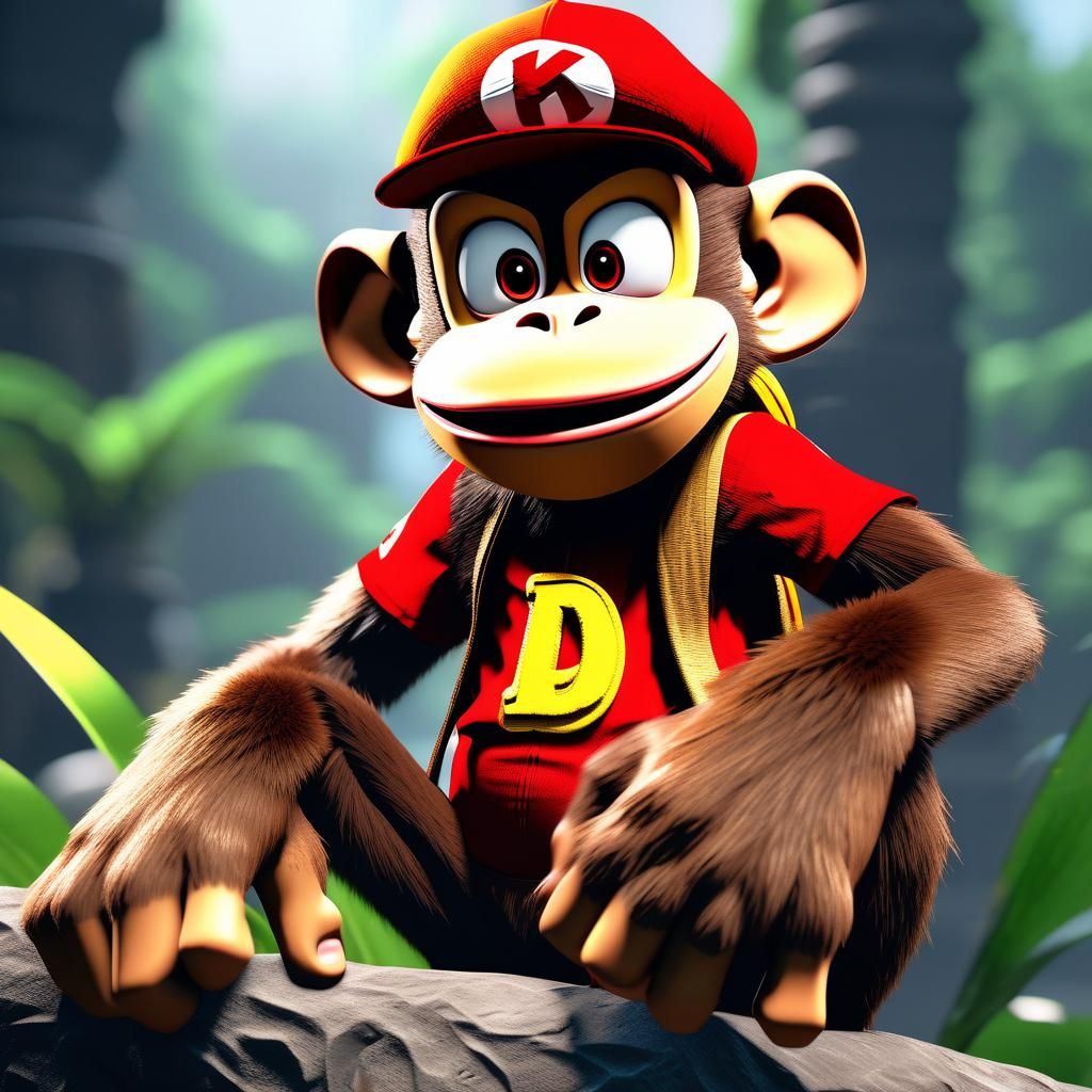 Hyperrealistic Diddy Kong 3D Render in 8K