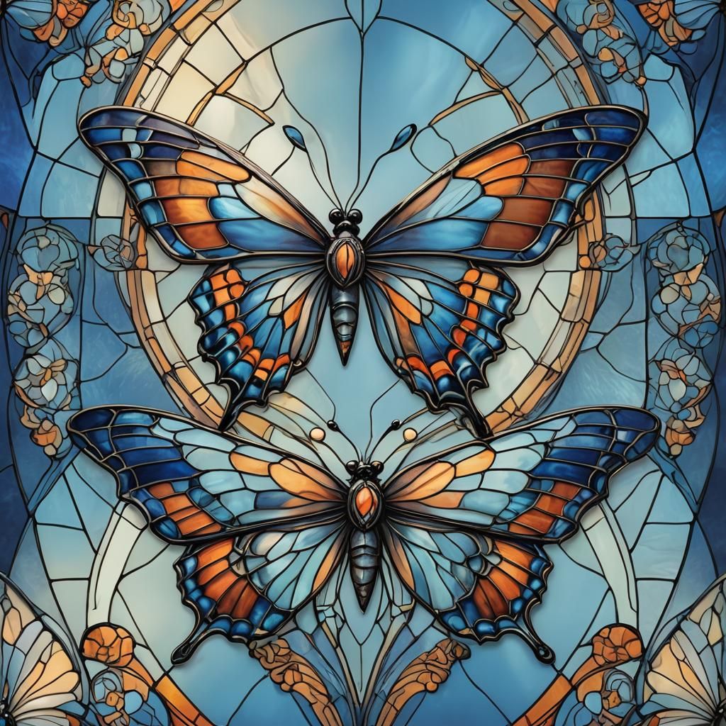Stained Glass Butterfly Fantasy Art in Unreal Engine