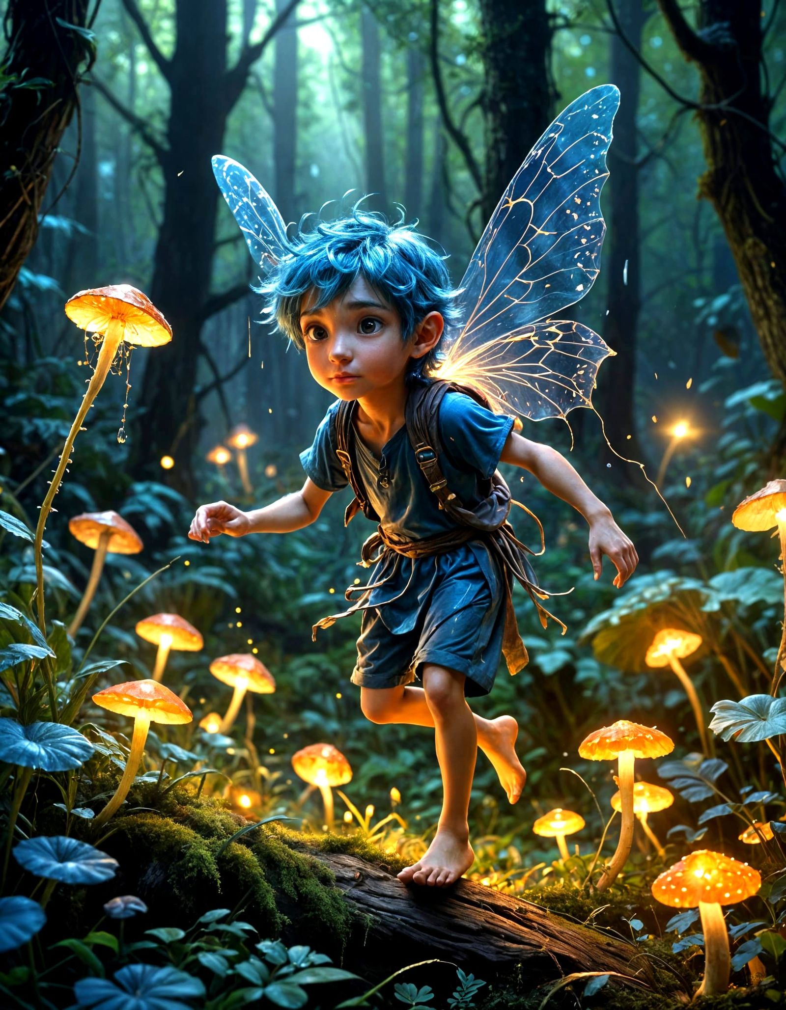 Ethereal Fairy Prince in Midnight Blue Hair