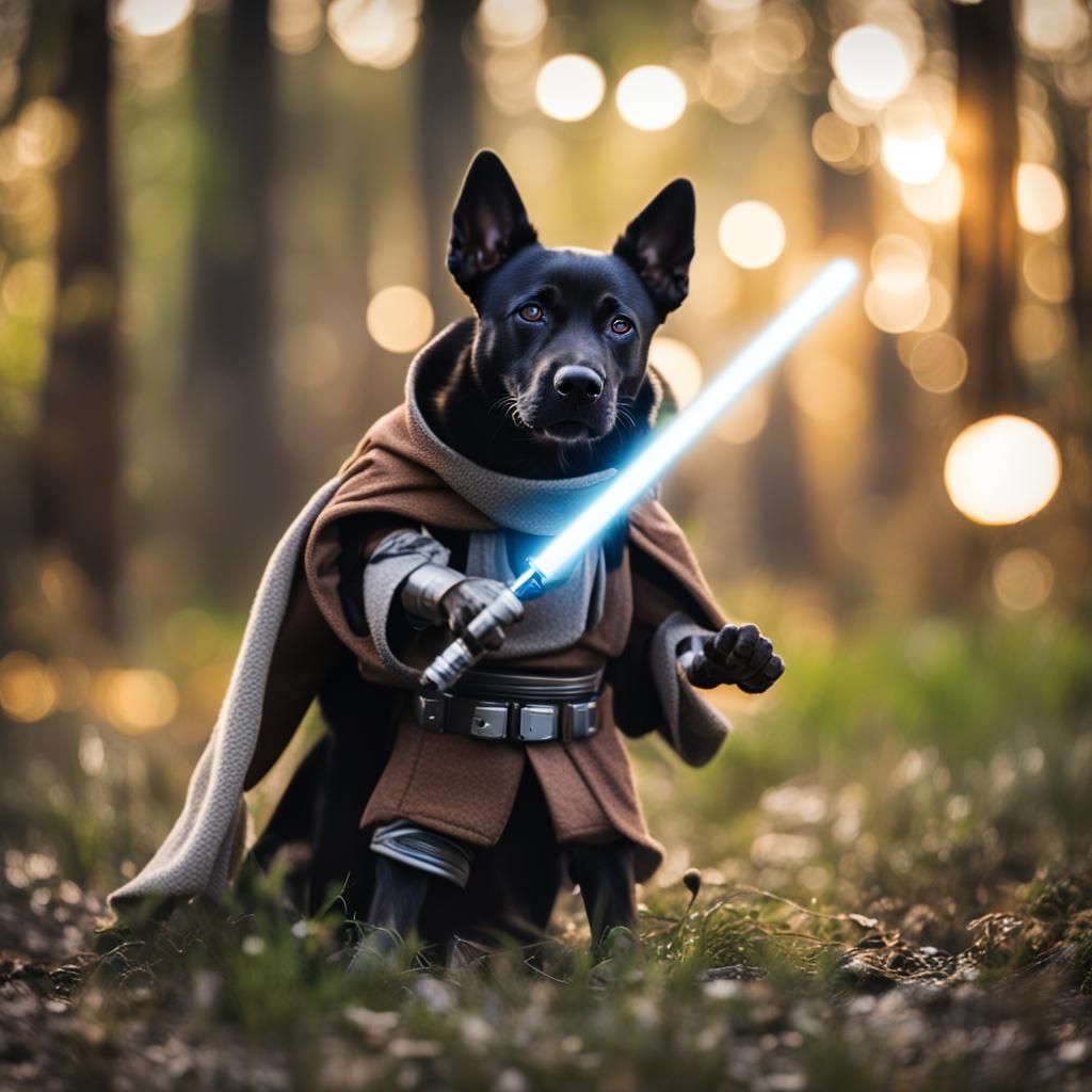 Anthro Jedi Dog Portrait in Professional Style