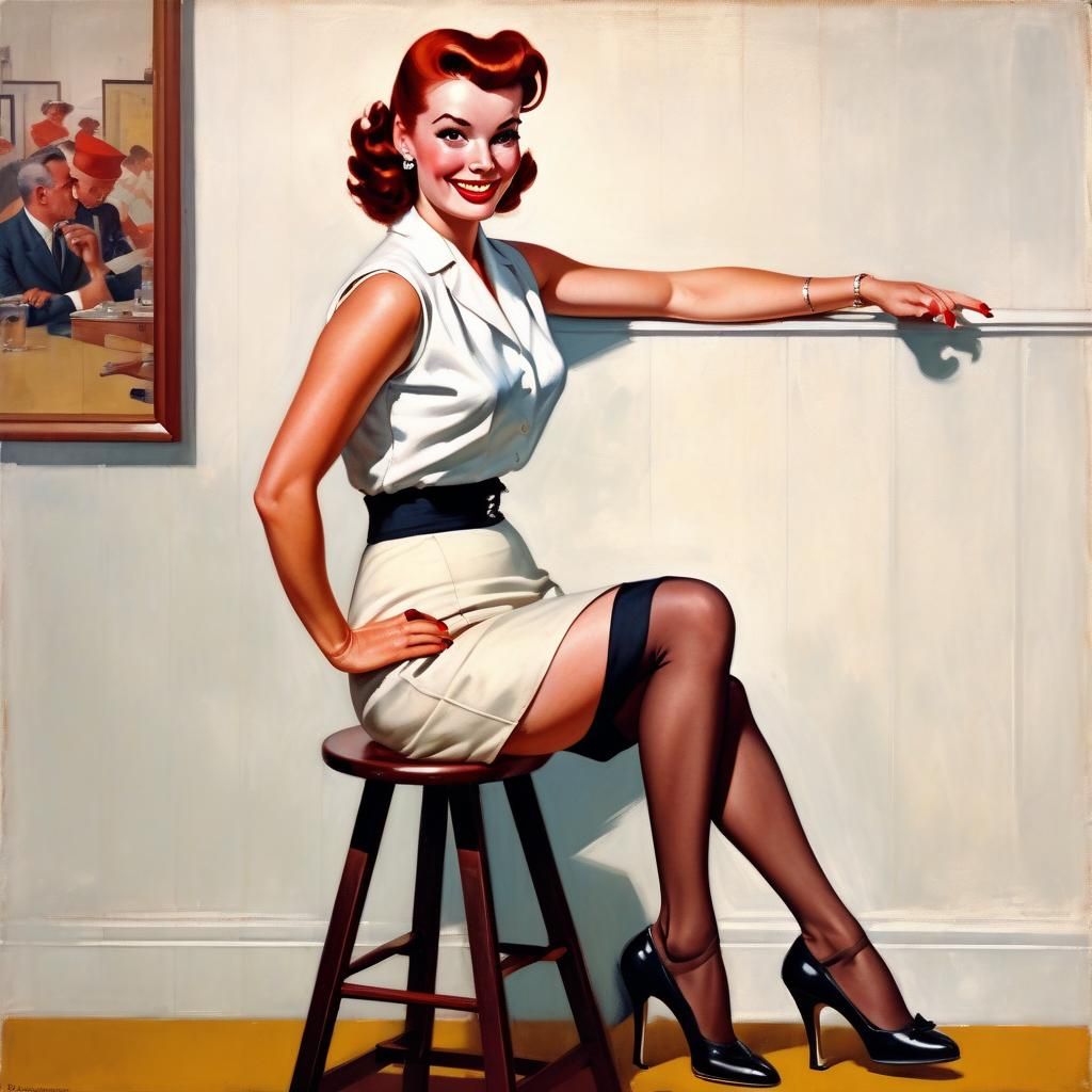 1950s Woman Illustration in Pin-Up Style