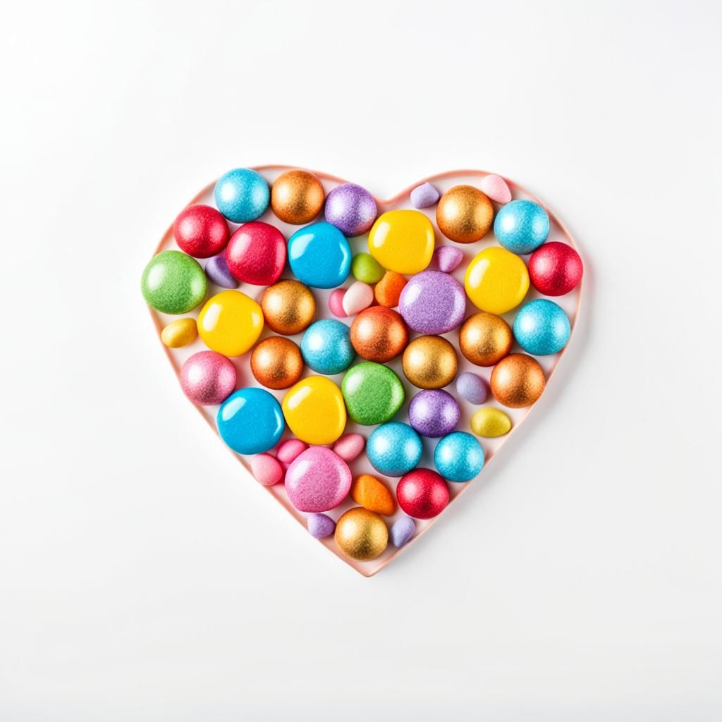 Heart-Shaped Candy on White Background