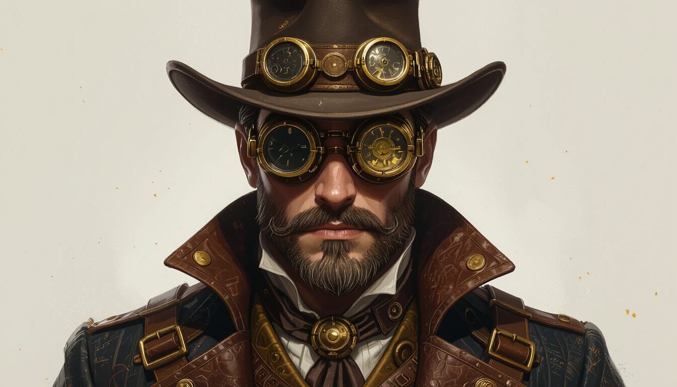 Steampunk Explorer Portrait with Mechanical Goggles