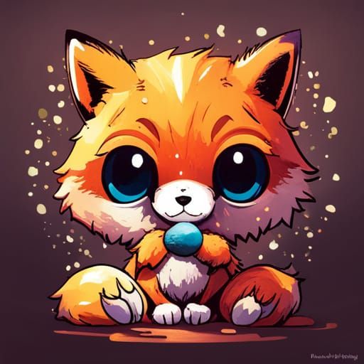Adorable Chibi Fox in Anime Style