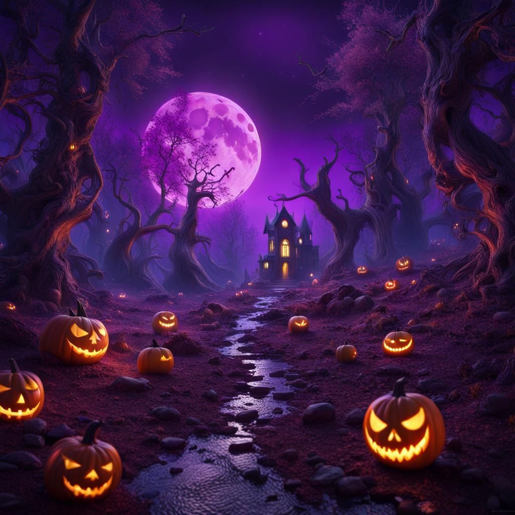 Purple Moon Illuminates Gothic Fairy World