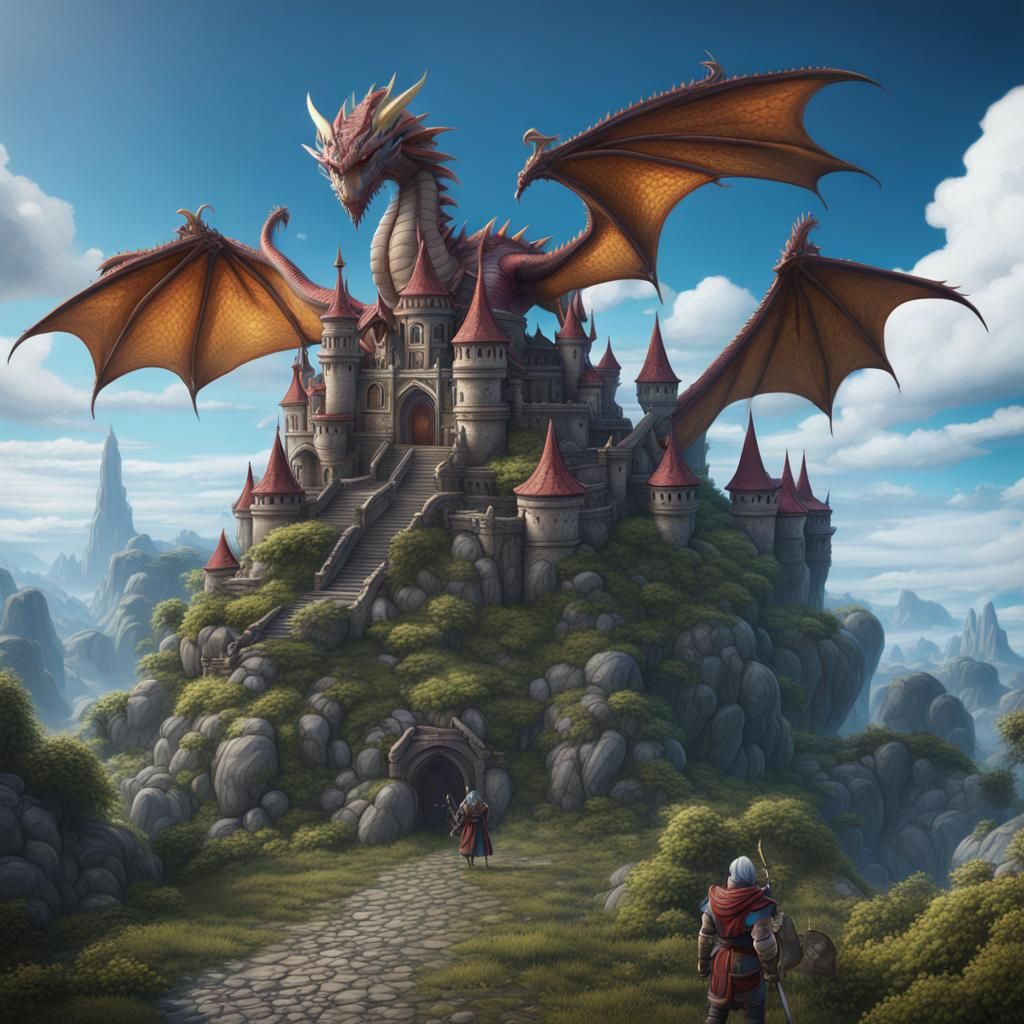 Detailed Dragon Quest Matte Painting in 8K