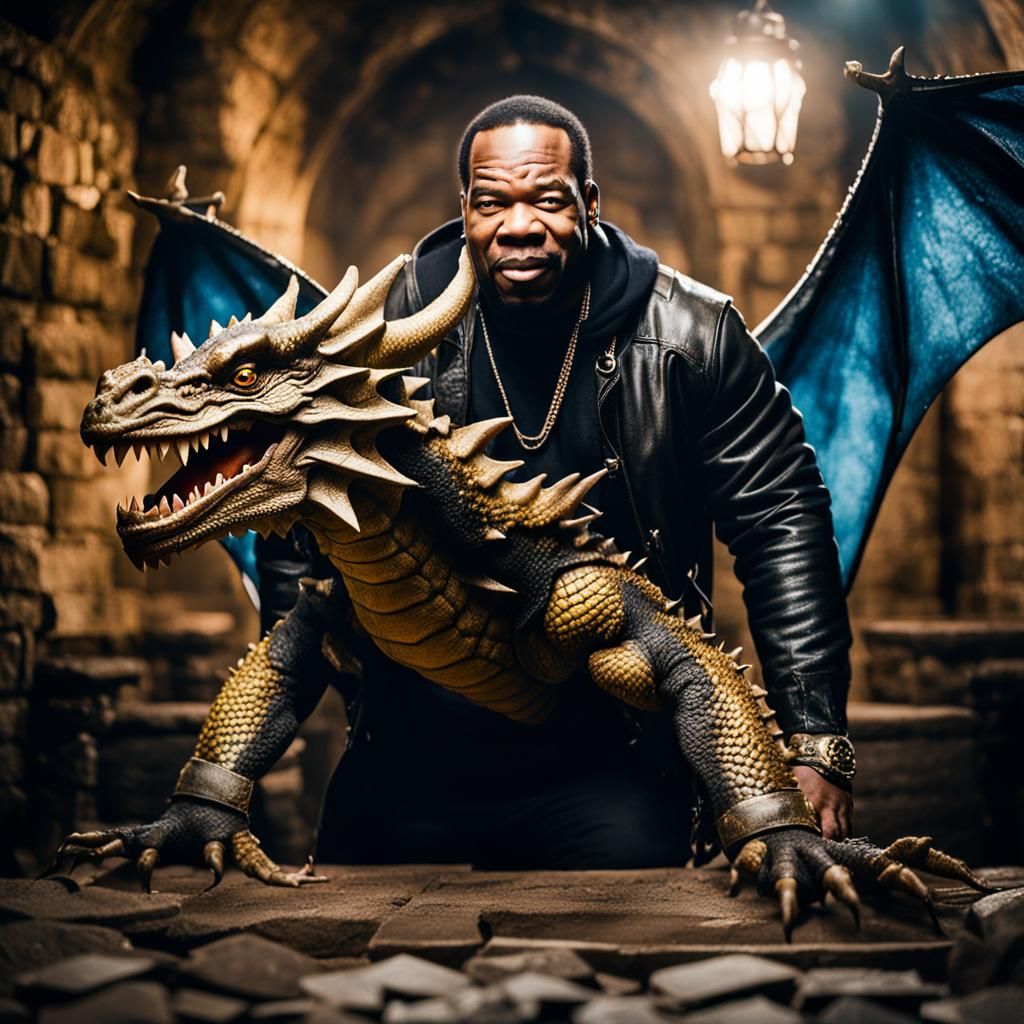 Busta Rhymes and Dragon in Dungeon: Photography