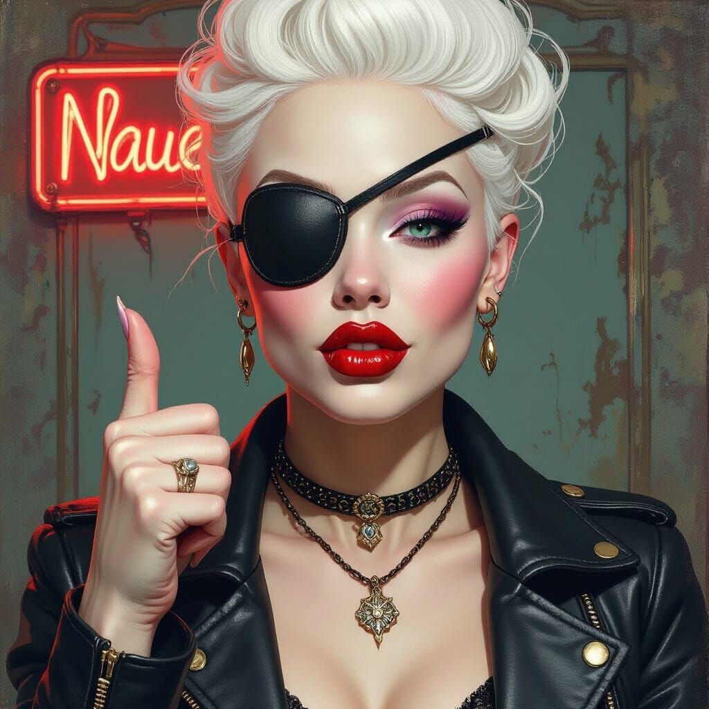 Provocative Albino Woman in Art Nouveau Style