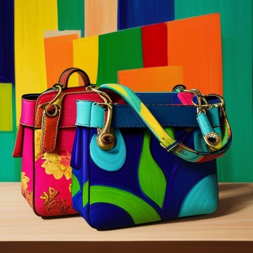 Fauvist Woman Holding a Handbag in Vibrant Colors