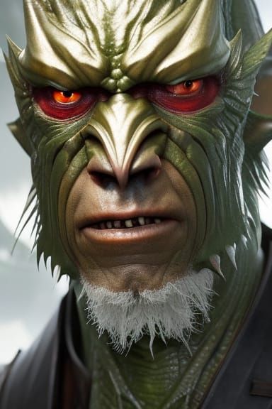 Dragonman Warrior Portrait in Dark Fantasy Style