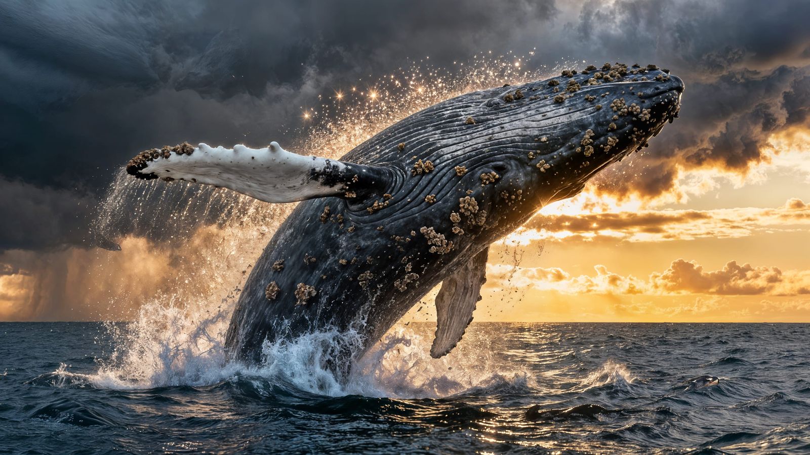 Humpback Whale Breach Photorealistic Texture Sunlight
